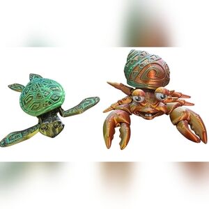 New Homemade Colorful Sea Creature Figurine Crab And Turtle Set (See Video )
